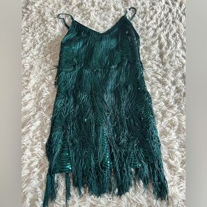 Elegant Green Fringe Dress